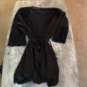 Black silk lace robe